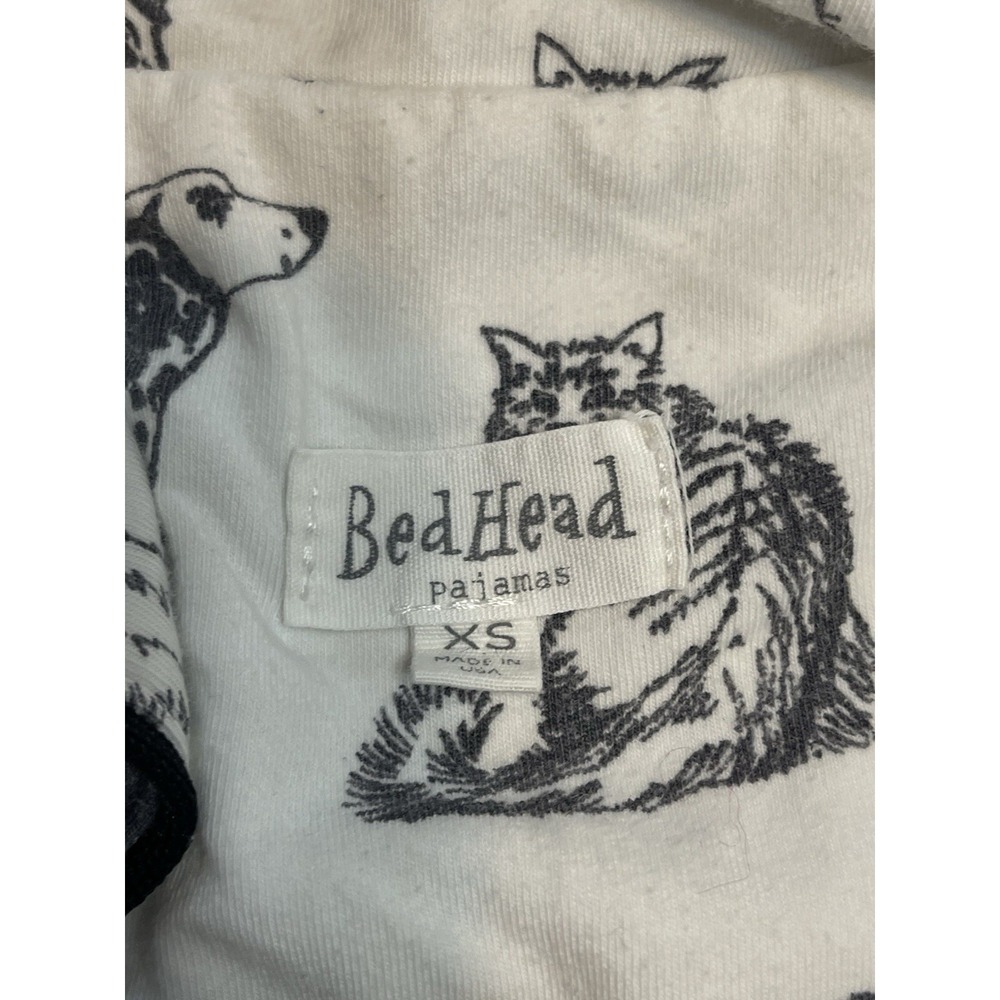 Bed Head Pajama Top ONLY Black and White Short Sleeve Button Front Dogs Size XS - Picture 2 of 9